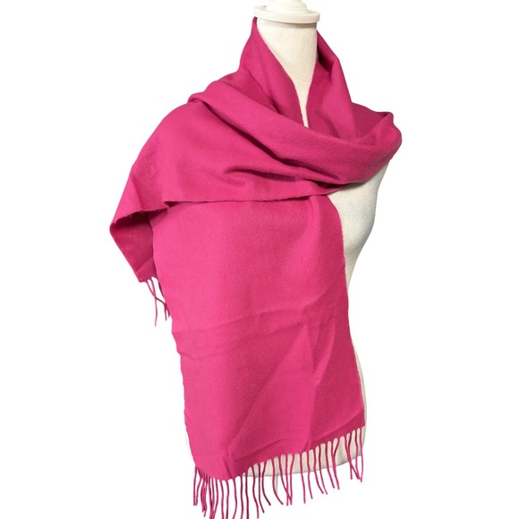 Source Unknown Accessories - 100% Cashmere Scarf Womens Fuchsia Pink Made In Scotland Soft Fringe Wrap